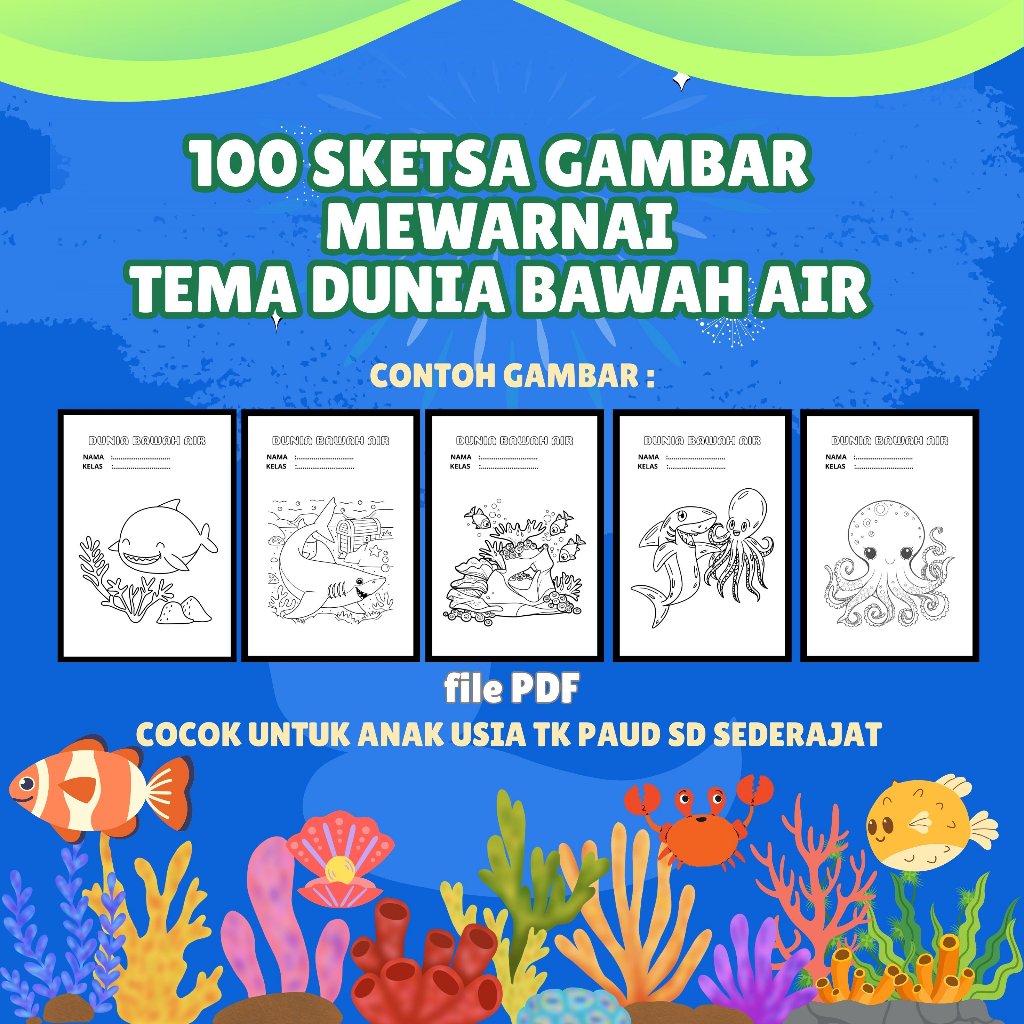 

100 Sketsa Gambar Tema Dunia Bawah Air