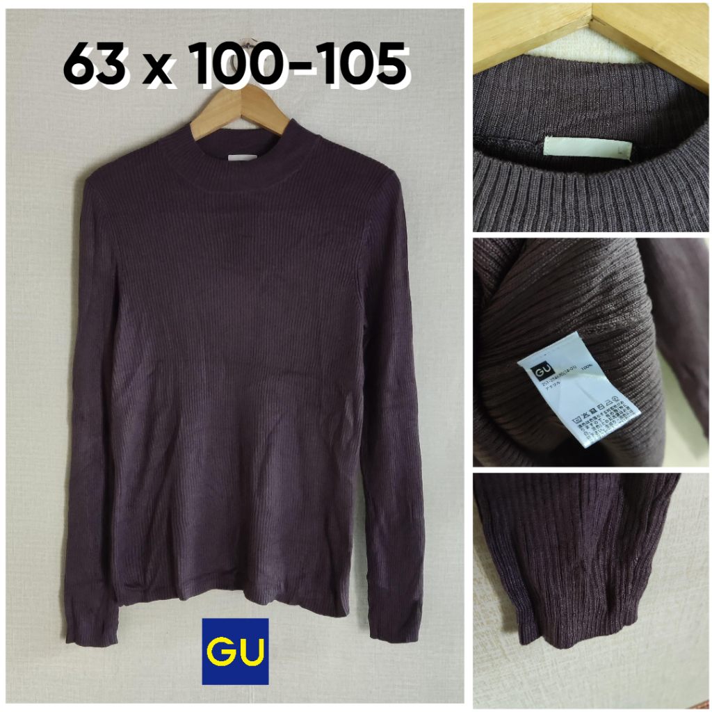 Sweater Lidi GU by Uniqlo Coklat Size L Wanita Atasan Cewek Knit JH716