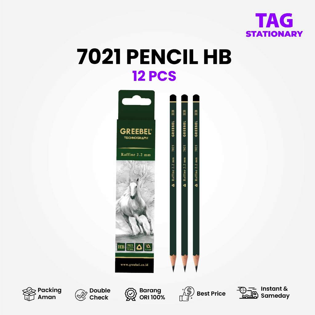 

GREEBEL Pensil Kayu HB / Pensil Triangular HB 7021 Isi (12PCS/SET) / Pensil Ujian Sekolah Pensil Gambar