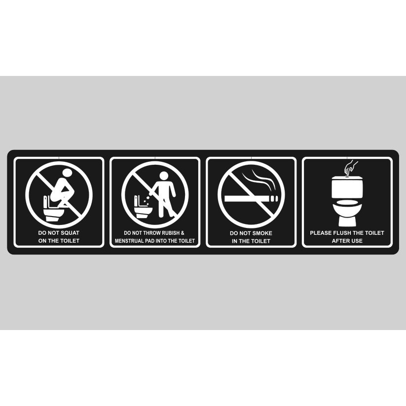 AKRILIK LARANGAN TOILET IN ENGLISH PENANDA ATURAN TOILET AKRILIK