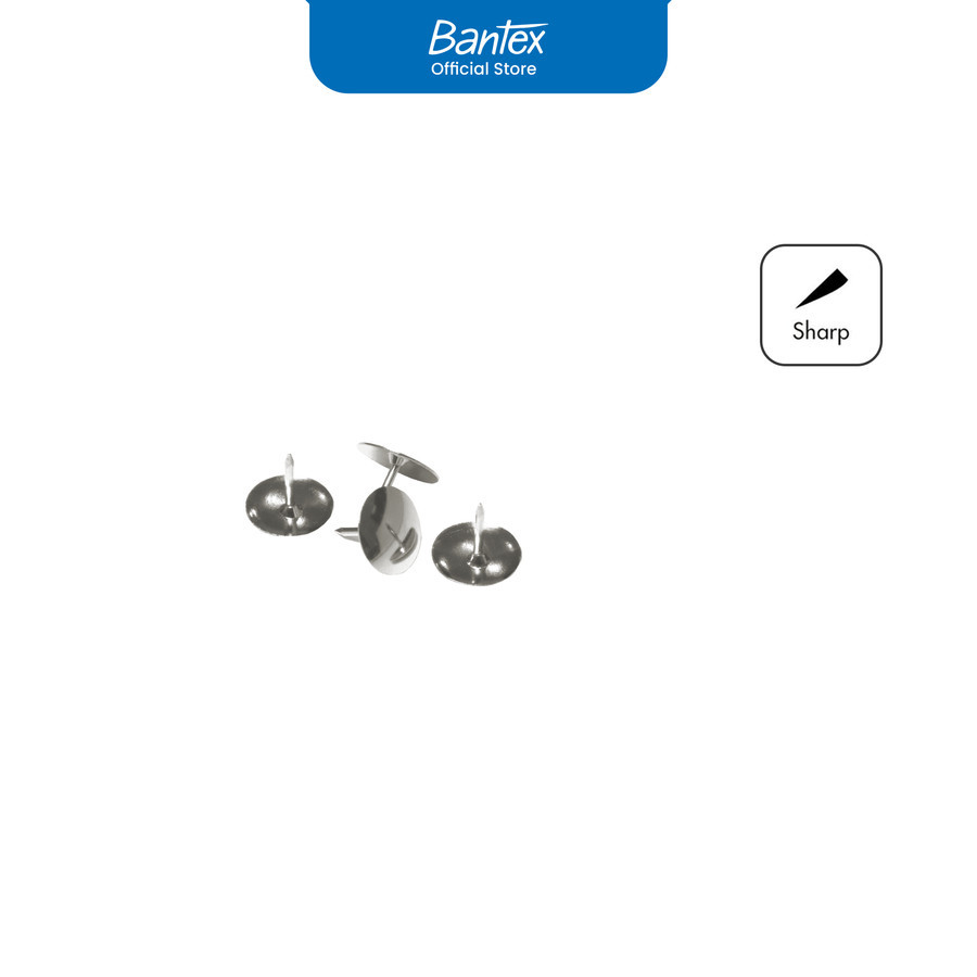 

Bantex Paku Pines / Paku Payung / Thumb Tack 23 mm Warna Silver Isi 200 Pcs