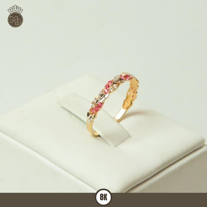 CINCIN EMAS ASLI PERMATA PUTIH KOMBINASI DELIMA