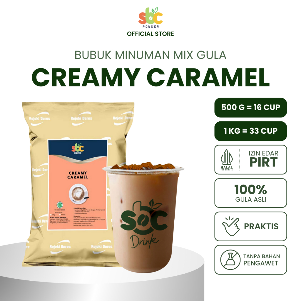 

SBC - Bubuk Minuman SBC Creamy Caramel 1Kg - Powder Minuman Caramel / Bubuk Aneka Rasa Permen Kiloan