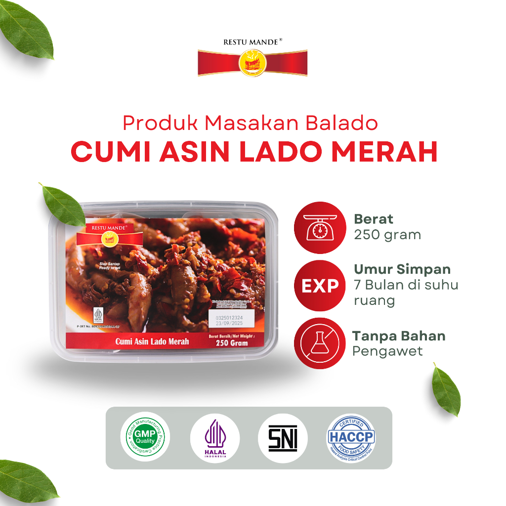 

Restu Mande Cumi Asin Lado Merah Masakan Padang Kemasan Vakum 250gram