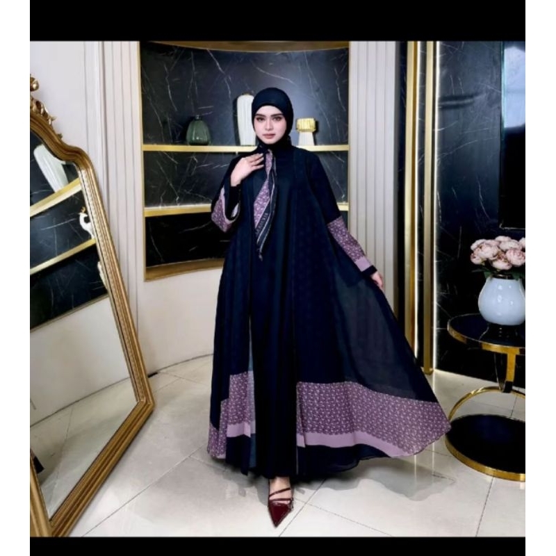 Terbaru Dress Abaya Monogram SS Shellasaukia set hijab baju lebaran