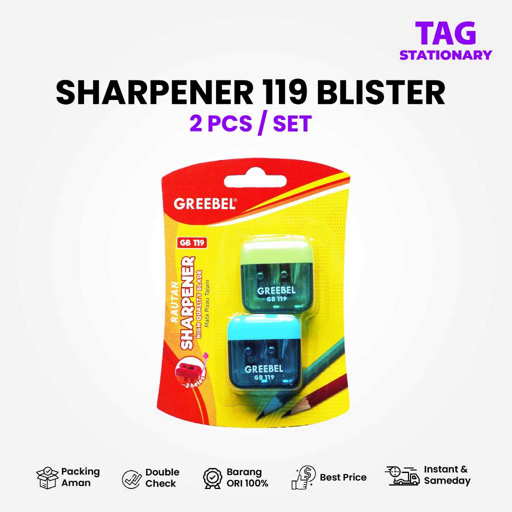 

GREEBEL Rautan Serutan Pensil / SHARPENER 119 BLISTER 2 PCS/SET / Timur Agung Grosir
