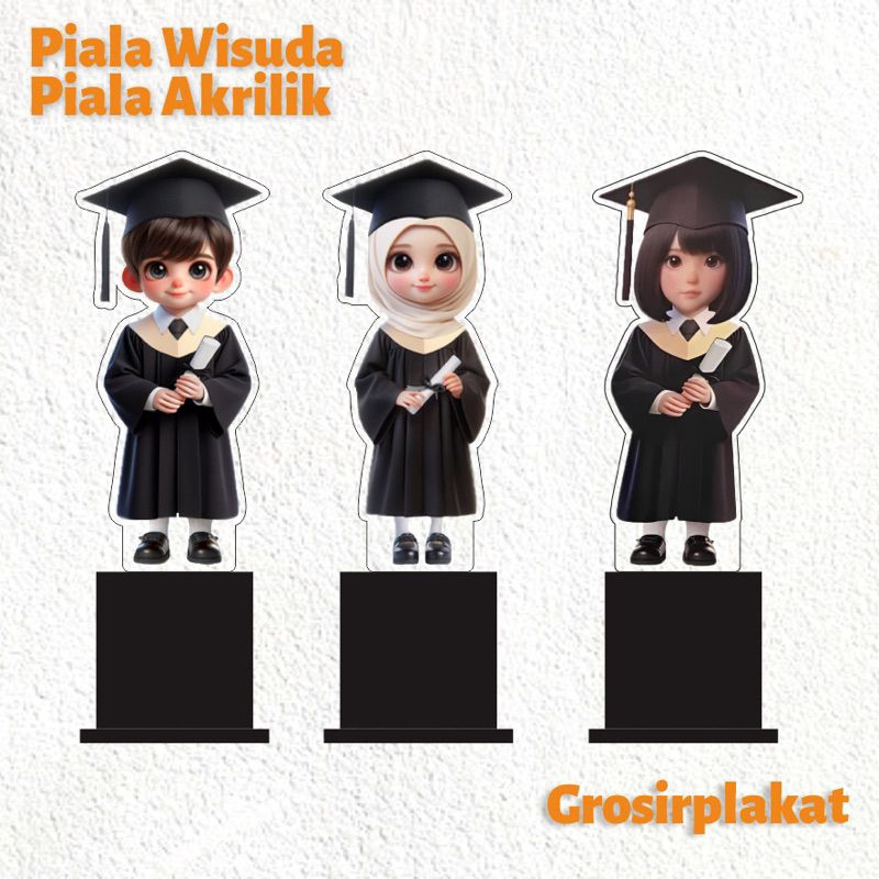 Piala wisuda toga hitam akrilik custom
