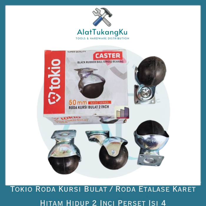 Roda Karet Hitam BP 50 Tokio / Roda Karet Kursi Bundar Karet Hitam Hidup 2 Inci / Roda Etalase / Rod