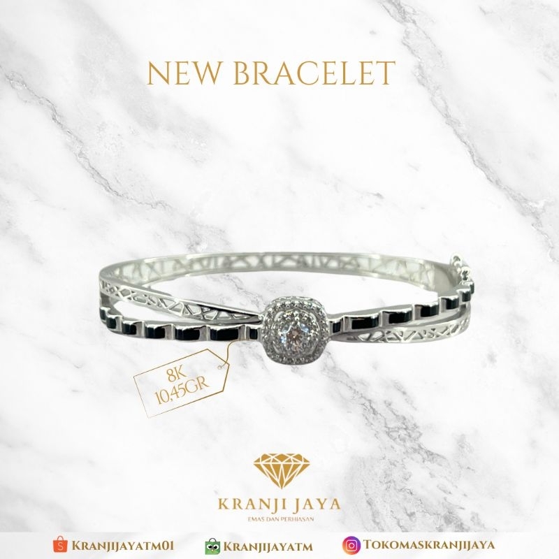 Gelang Keroncong Rantai Emas Putih 8K