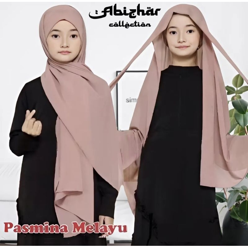 PASHMINA TALI MALAY JERSEY ANAK PEREMPUAN USIA 3-10 TAHUN HIJAB PASTAN Jersey