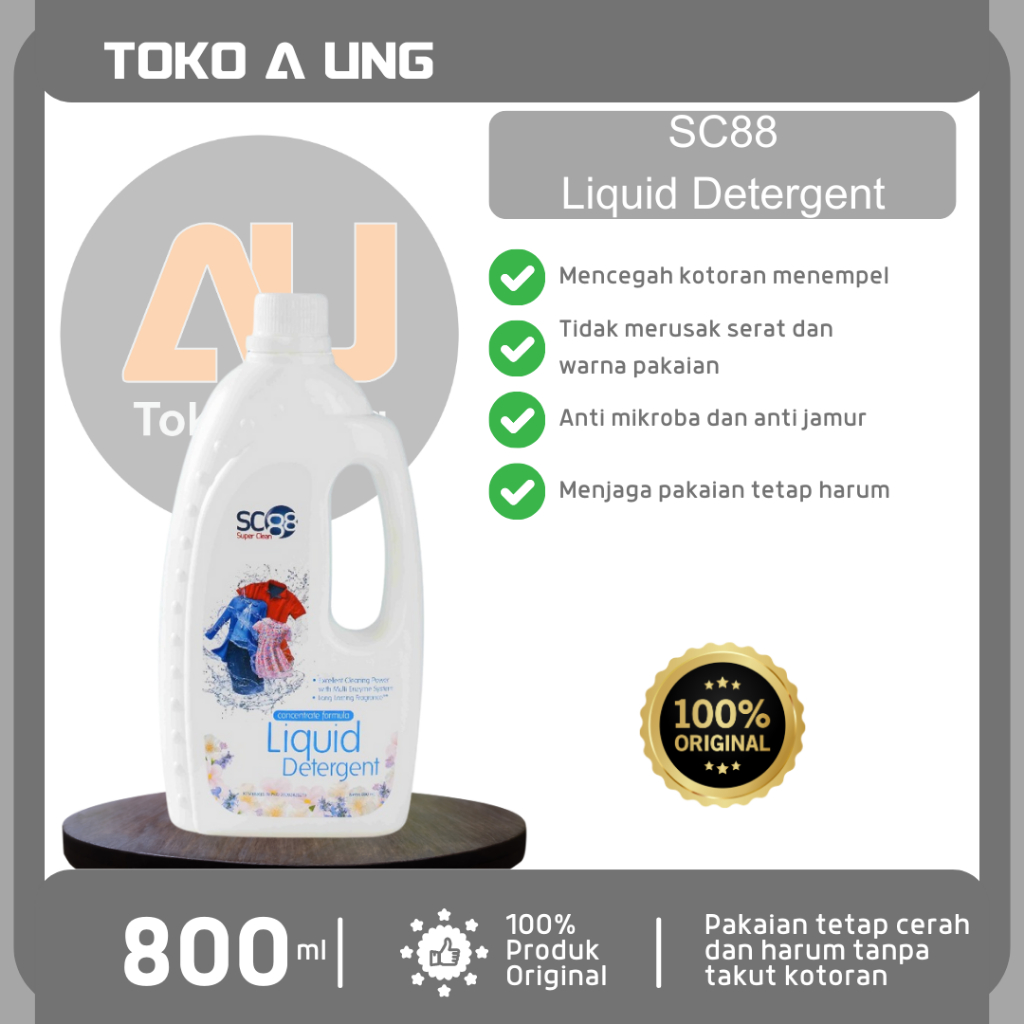 SC88 Liquid Detergent 800 ml Tanpa Membuat Pakaian Kusam dan Luntur Serta Pengunaan Irit 30ml / 5kg