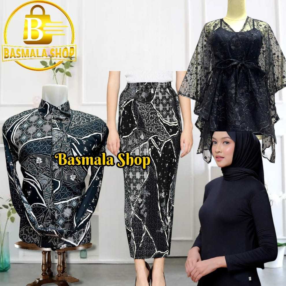 Baju Batik Couple Pasangan Kemeja Batik Couple Outer Kebaya Dan Rok Plisket BatiK