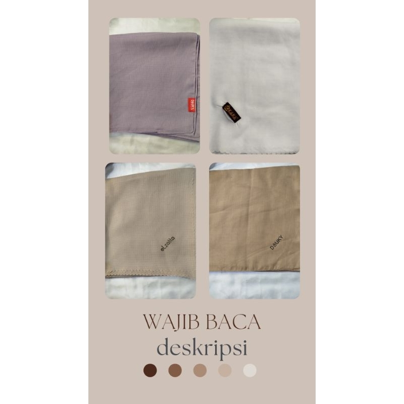 Kerudung Hijab Segiempat Polos Rijek/Defect Minor Elzatta Zoya Dauky Keke Rabbani