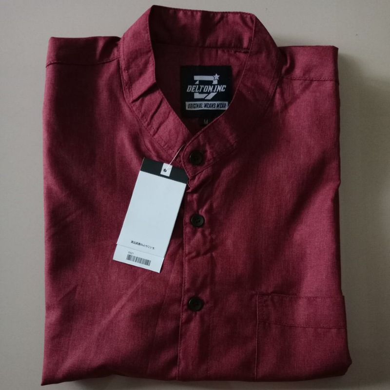 Kemeja Polos Brick Shirt Kemeja Koko Lengan Pendek Ramadhan Simple Outware Baju Koko Warna Merah bat