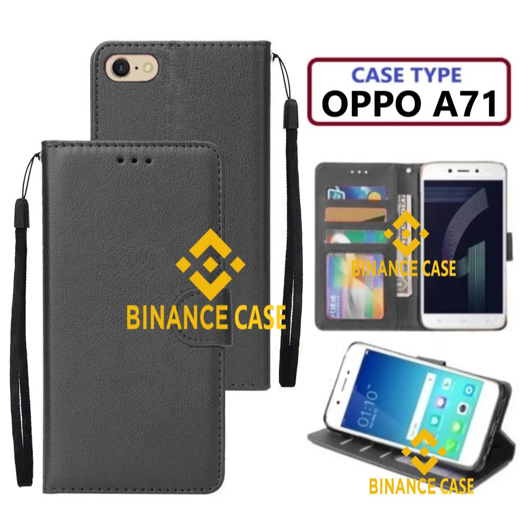 LEATHER FLIP CASE OPPO A71 CASE KULIT FLIP WALLET LEATHER KULIT PREMIUM SARUNG BUKA TUTUP KESING HP 