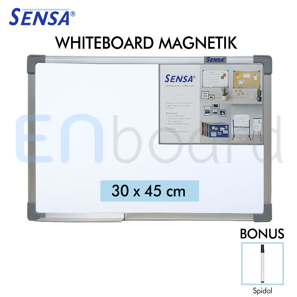 

Papan Tulis Whiteboard / White Board Gantung Magnet Single Face Sensa 30 x 45 cm