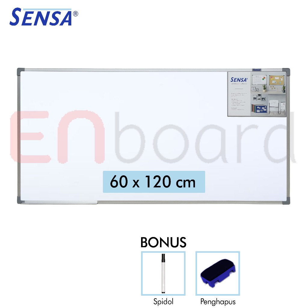 

Papan Tulis Whiteboard / White Board Gantung Single Face Sensa 60 x 120 cm
