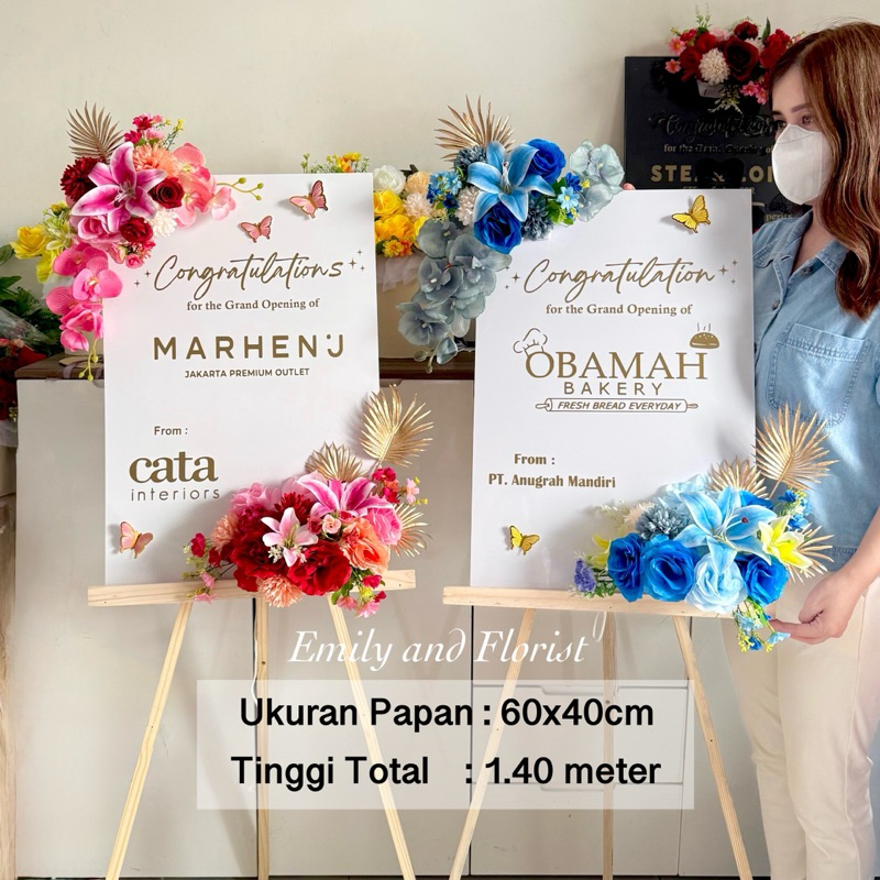 (Urgent Order) PAPAN BUNGA STANDING GRAND OPENING FLOWER STANDING ACRYLIC Papan bunga akrilik congra