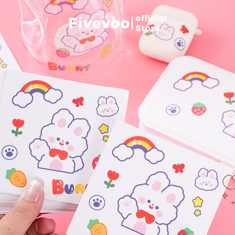 FIVEVOO Stiker Motif Kartun Korea Lucu Anti Air Dekorasi Handbook Scrapbook DIY / Korea Mainan Dekor