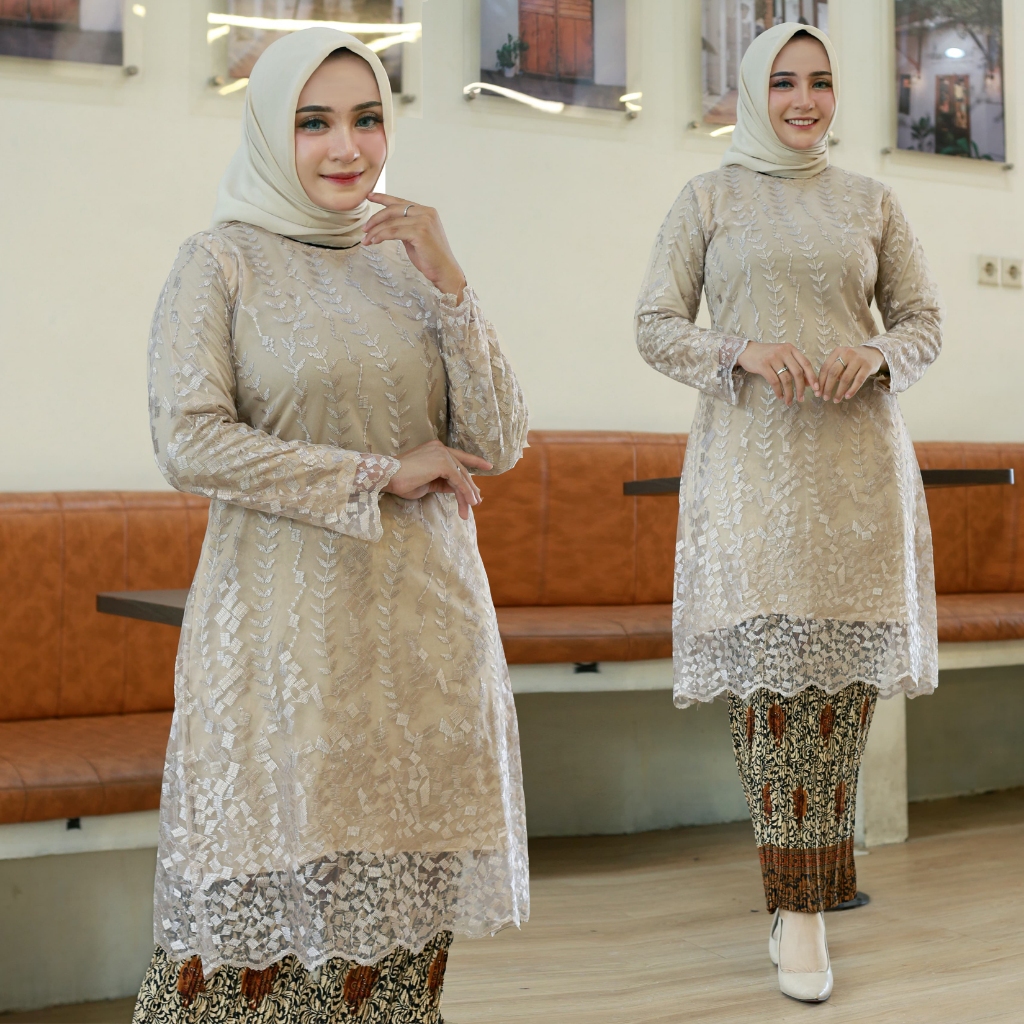 Coksu I  Atasan & Setelan 𝗧𝘂𝗻𝗶𝗸 𝗧𝗶𝗹𝗹𝗲 Atasan Brukat Kebaya Modern / Baju Kurung / Kebaya Wisuda / Ba