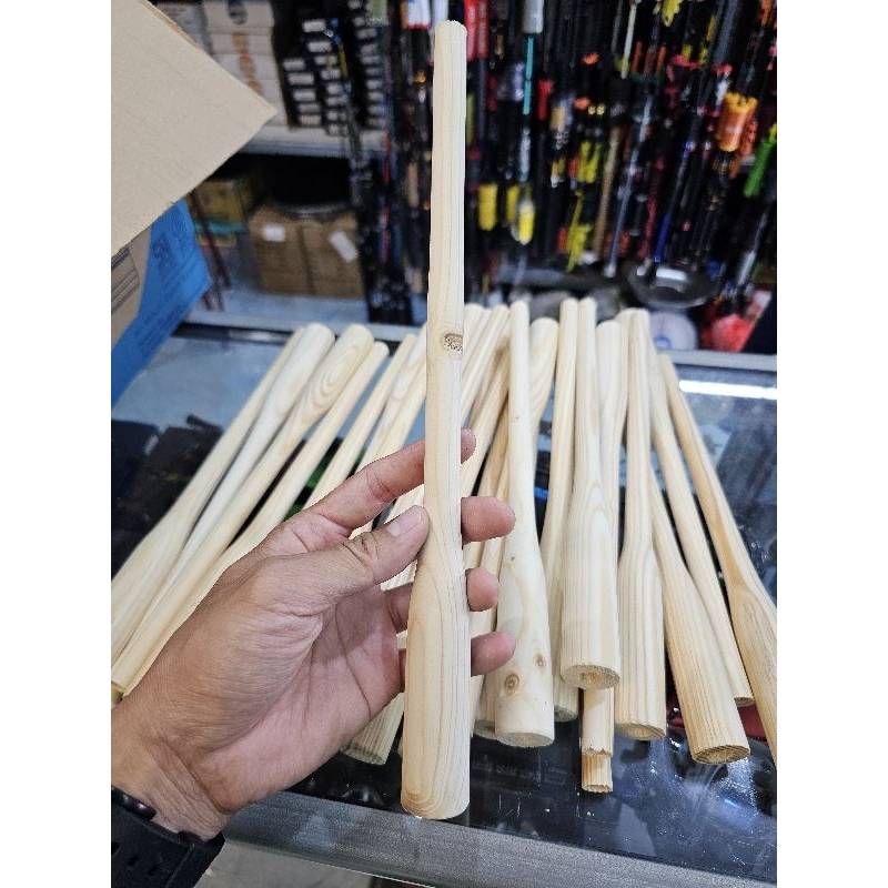 Gagang Joran Pancing Udang Kayu Jati Model Bisbol / Botol