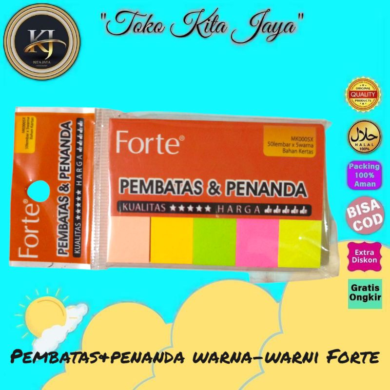 

Pembatas Penanda Warna-Warni FORTE ( 50 Lembarx5 warna)