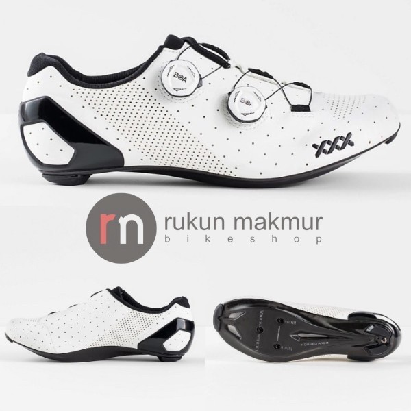 Bontrager XXX Road Cycling Shoes OCLV Carbon White Black Shoe With BOA Dial - Sepatu Sepeda Balap Ro