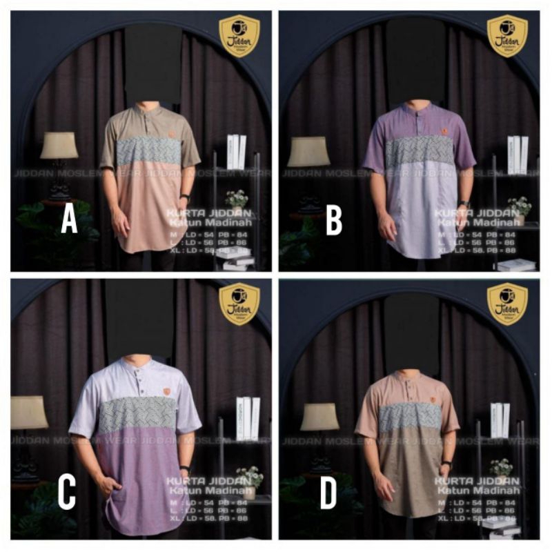 Gamis kurta dewasa katun madinah kombinasi warna yg jadi baku adalah yg bawah ya kak