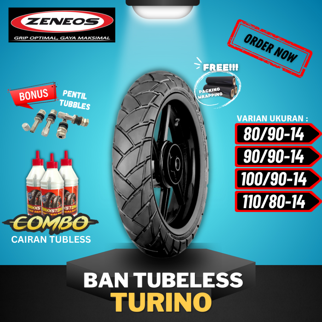 [READY COD] BAN ZENEOS TURINO RING 14 ( 80/90-14 / 90/90-14 / 100/90-14 / 110/80-14 ) BAN TUBELESS Z