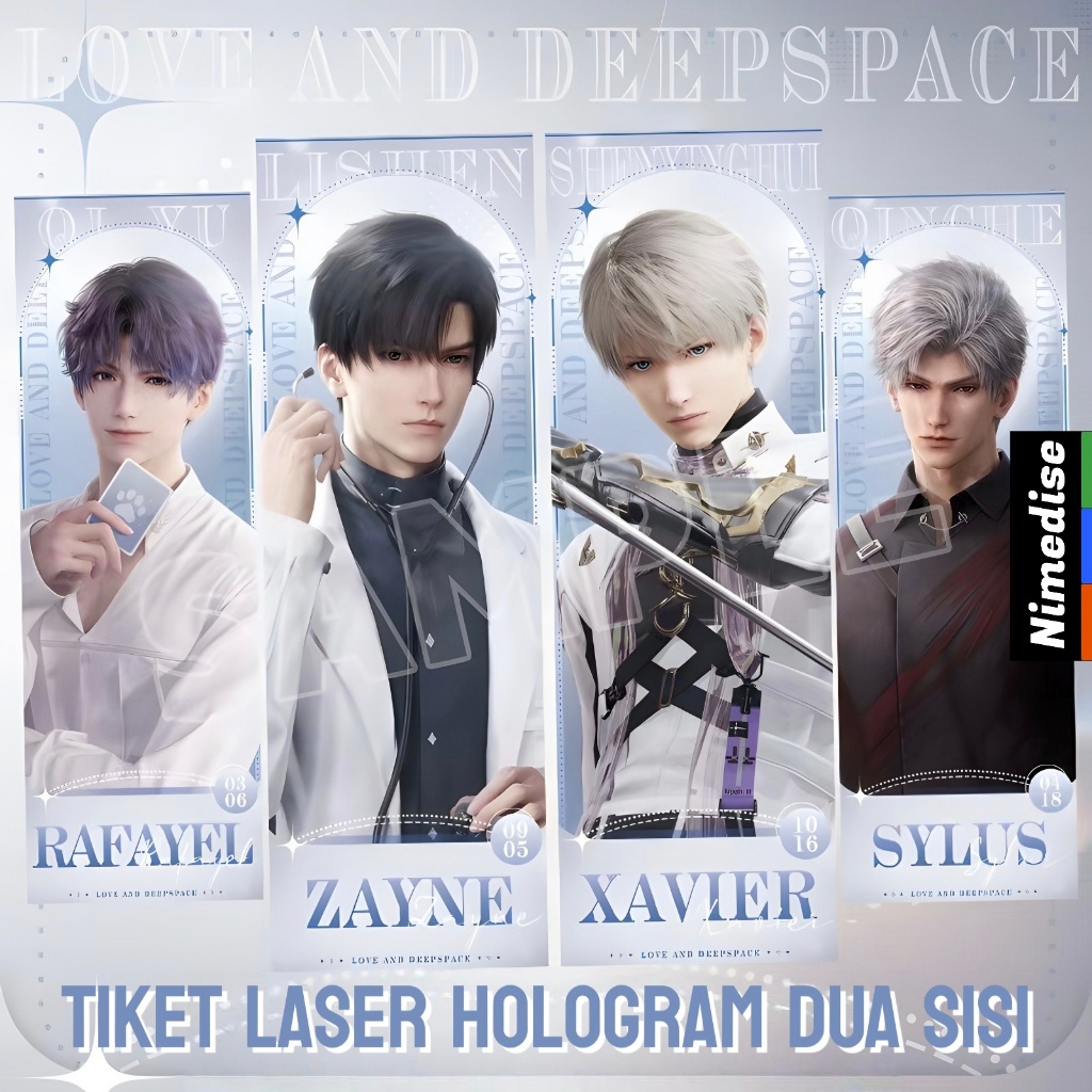 

Love And Deepspace Hologram UV Laser Ticket Double Sided - Anime Manga Bookmark Gambar Dua Sisi