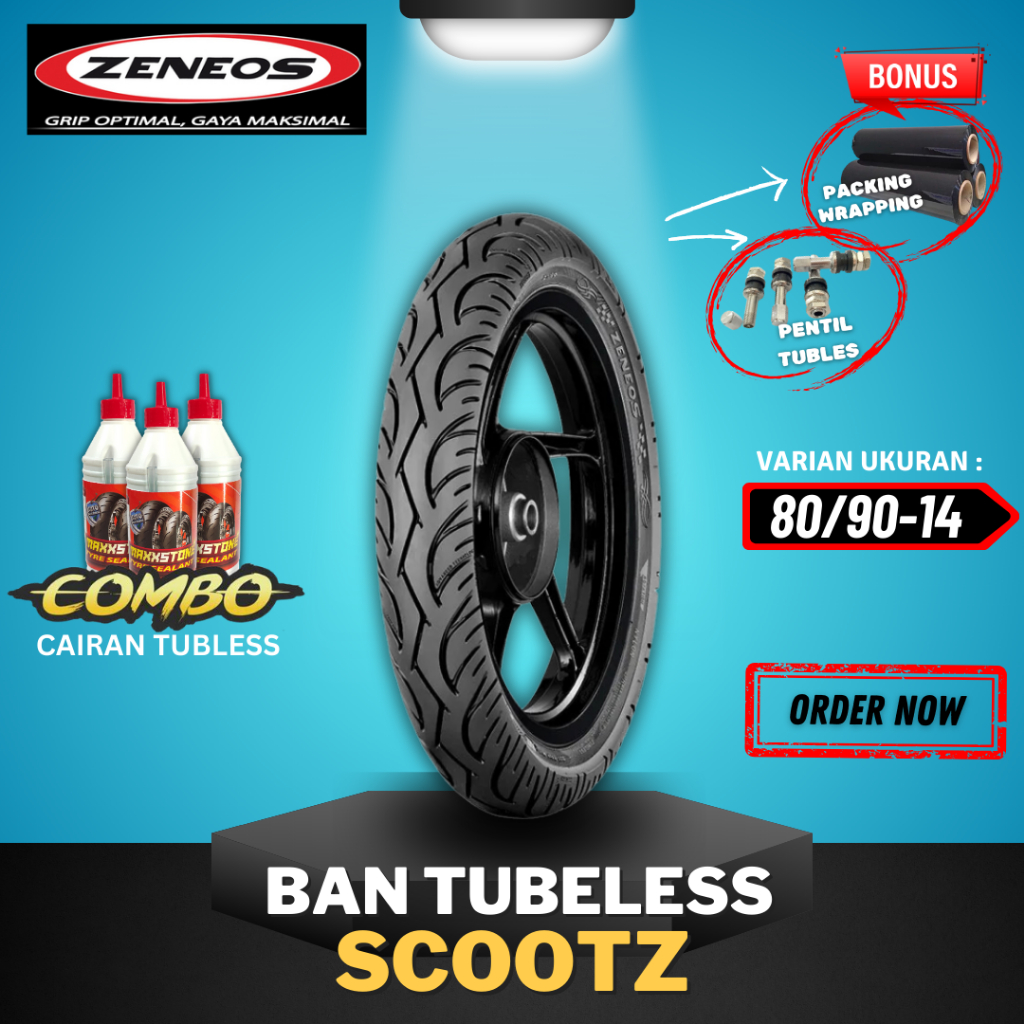 PROMO [READY COD] BAN ZENEOS SCOOTZ RING 14 ( 80/90-14 ) BAN TUBELESS ZENEOS RING 14 / BAN MOTOR