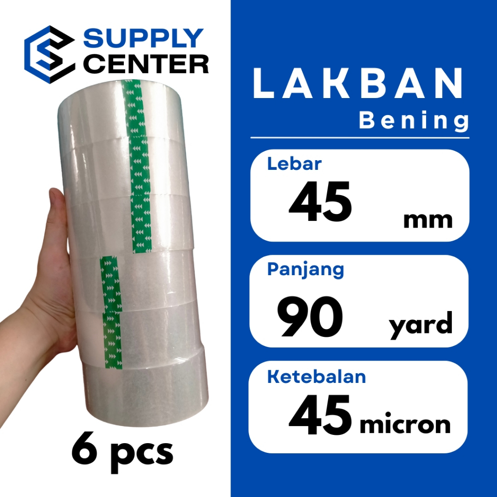 

Lakban Bening 1 Slop isi 6 pcs 45mm 90 y