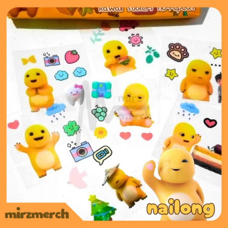 

Sticker Anak Karakter Nailong Dino Kuning Lucu Korea Aesthetic Ecer Isi 5 Lembar/10 Lembar Waterproof Murah
