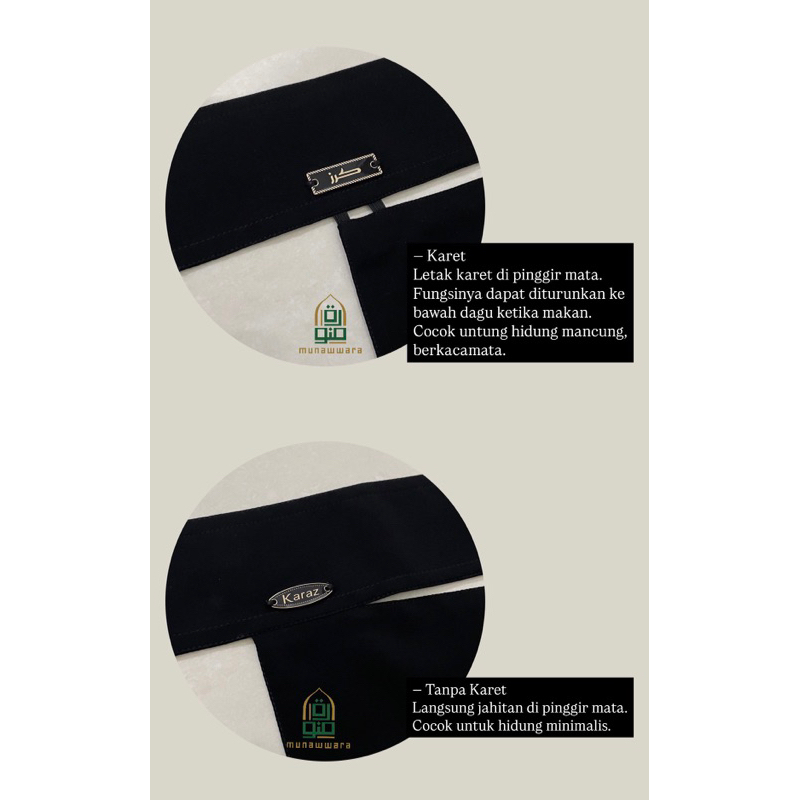 Promo [Munawwara.id] Niqab Karaz Original Madinah Saudi Arabia Niqob Cadar Poni Bandana Hidden Eyes