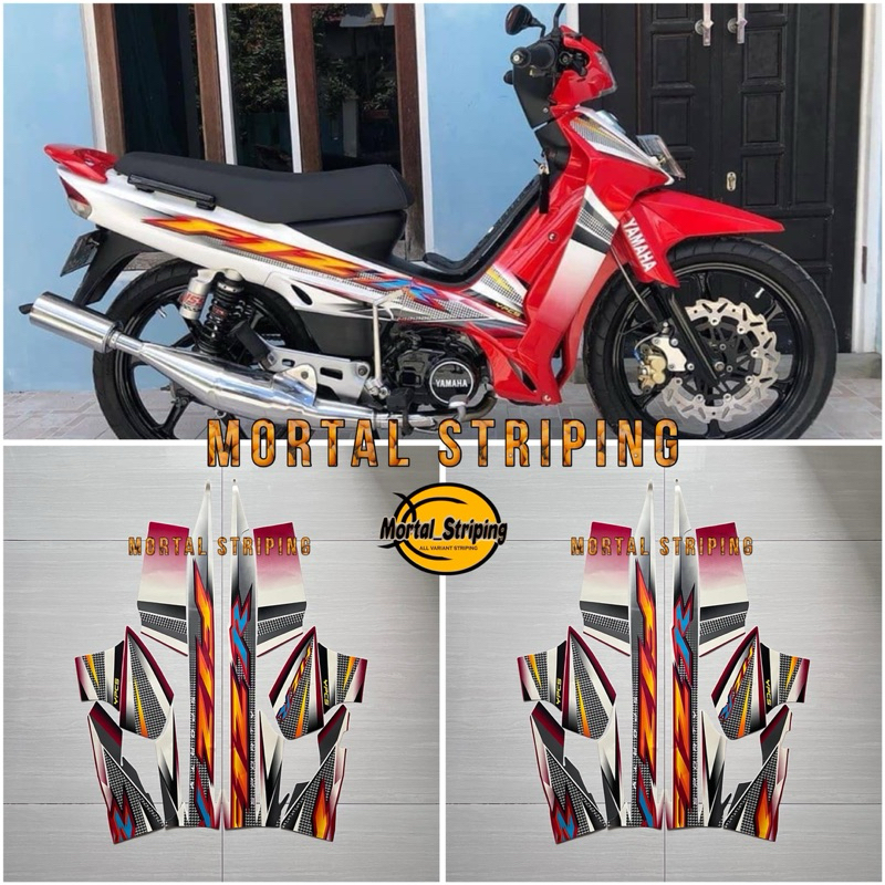 STIKER STRIPING LIS LIST BODY YAMAHA MOTOR FIZR F1ZR 2004 2005 MERAH PUTIH