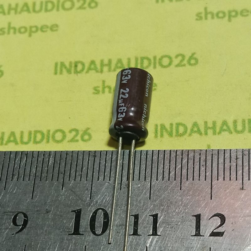 NICHICON 22uf 63v d6x12mm coklat elko kapasitor elco capacitor