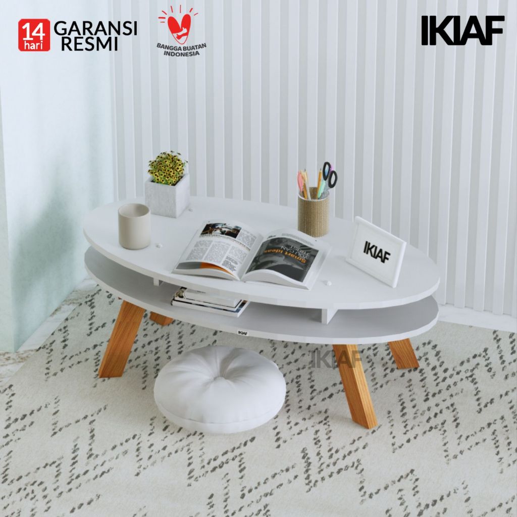 IKIAF Arredo Oval Meja Lesehan Ruang Tamu Minimalis