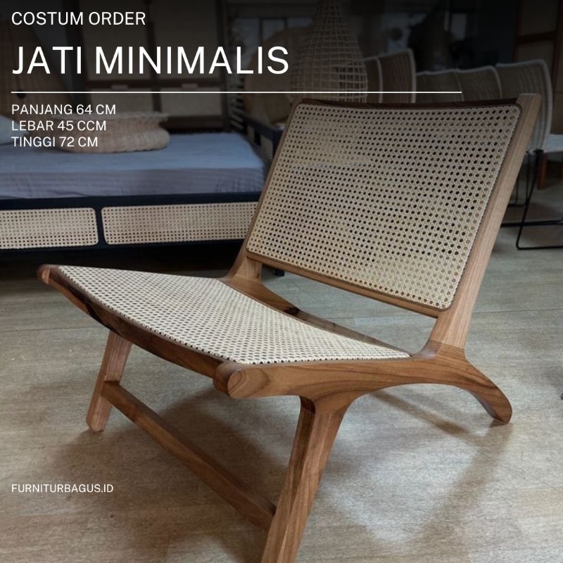 Kursi Teras Santai / Kursi Santai Jati Rotan / Kursi Teras Malas