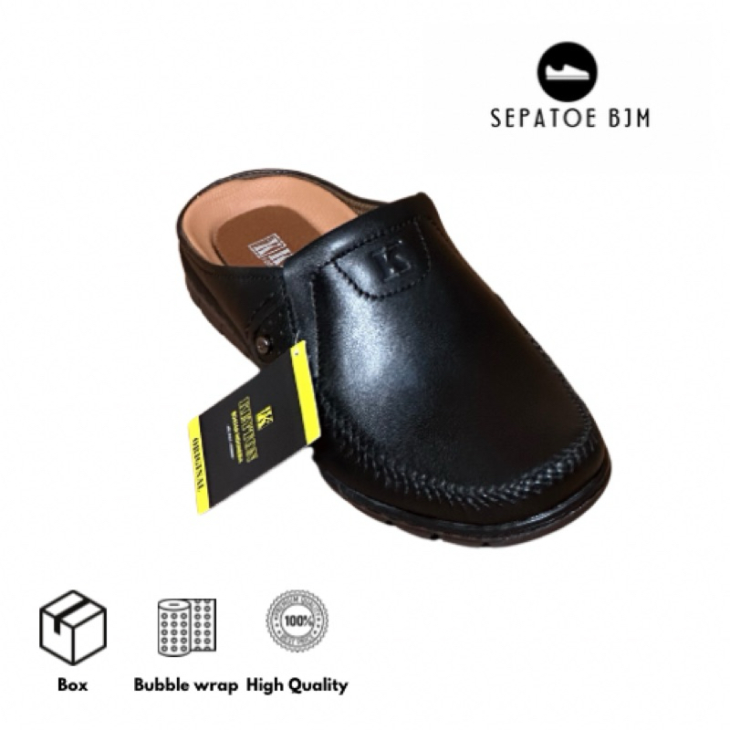 KEYTON - BNC 8513 BLACK || SANDAL SELOP || SEPATU SANDAL KULIT PRIA