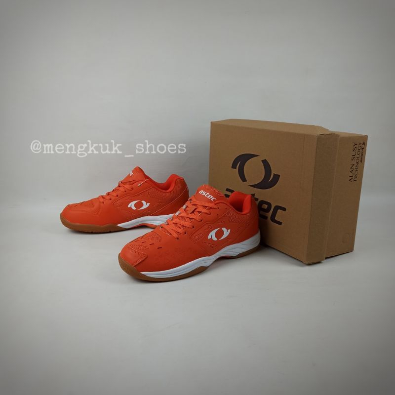 Sepatu Badminton Astec Jin Orange Bnib ORIGINAL - SEPATU SPORT BADMINTON KARET