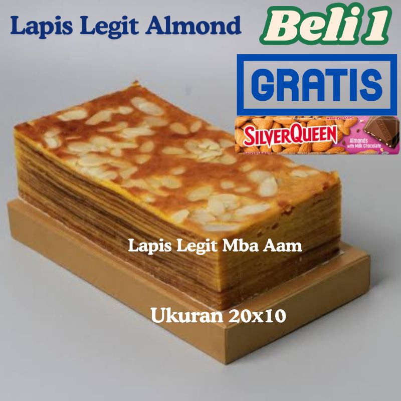 

BELI 1 GRATIS SILVERQUEEN | Lapis Legit Almond Mba Aam 20x10