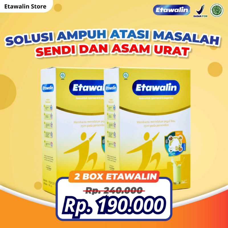 

PAKET 2 BOX | Etawalin | Susu Kambing Etawa Herbal Alami Yang Mampu Mengatasi Asam Urat Nyeri