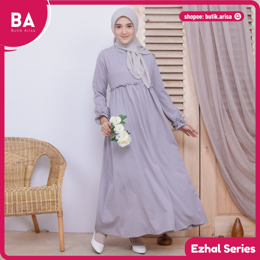 Ezhal Dress Gamis Perempuan Wanita Dewasa Muslimah Remaja Dress Muslim Kekinian Gamis Remaja Tanggun