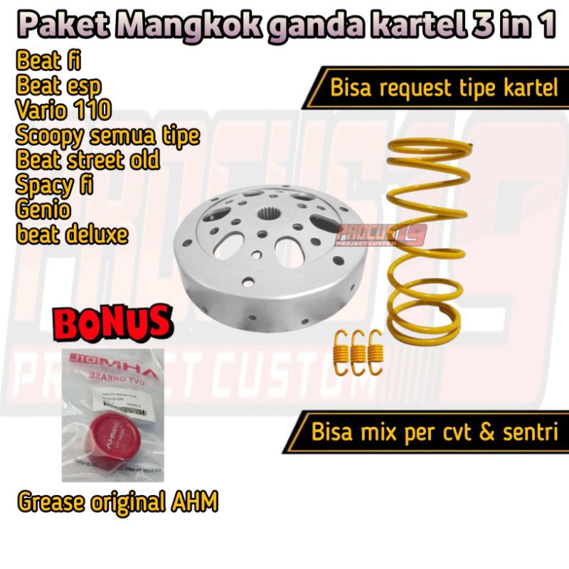 Paket Mangkok Ganda custom kartel Anti Gredeg per cvt dan per kampas ganda Beat fi beat esp Scoopy F
