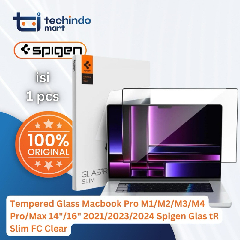 Tempered Glass Macbook Pro M1 M2 M3 M4 Pro / Max M5 14 16 2021 2023 2024 2025 Spigen Glas tR Slim FC