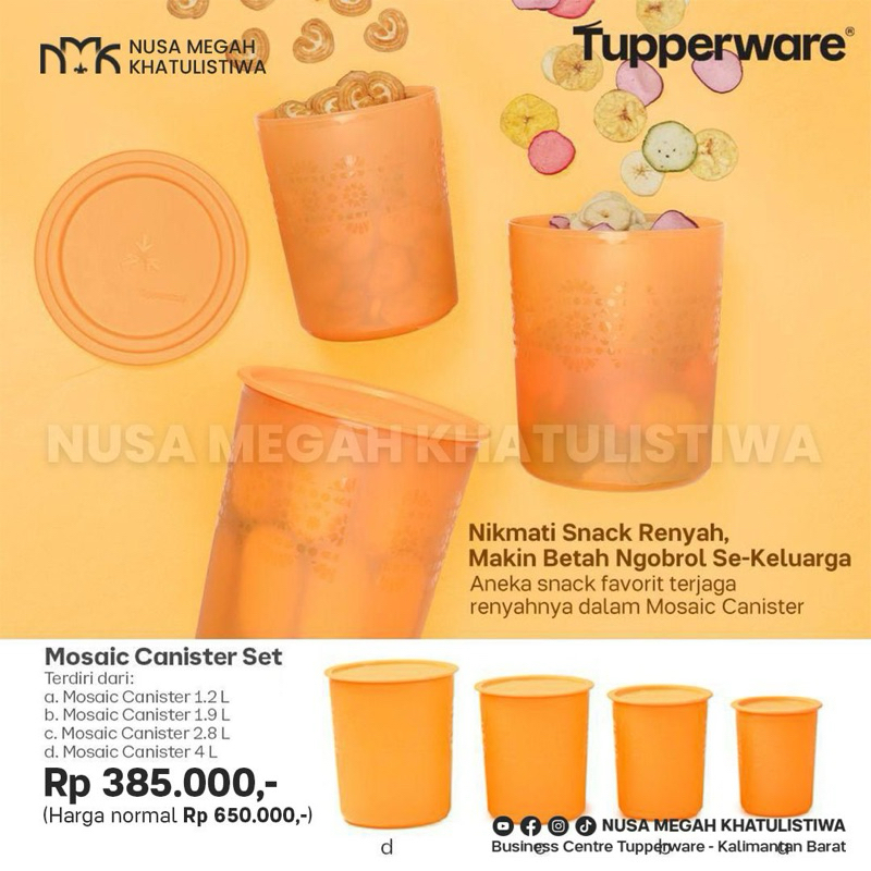 toples Mosaic canister set (4pcs) oren ori tupperware