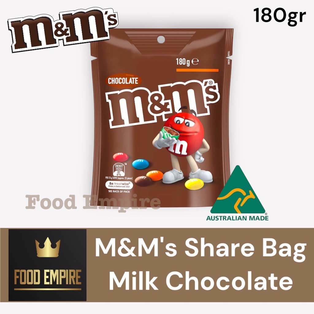 

M&M's Milk Chocolate Share Bag 180 gr | Cokelat MnM | Coklat M&M Australia