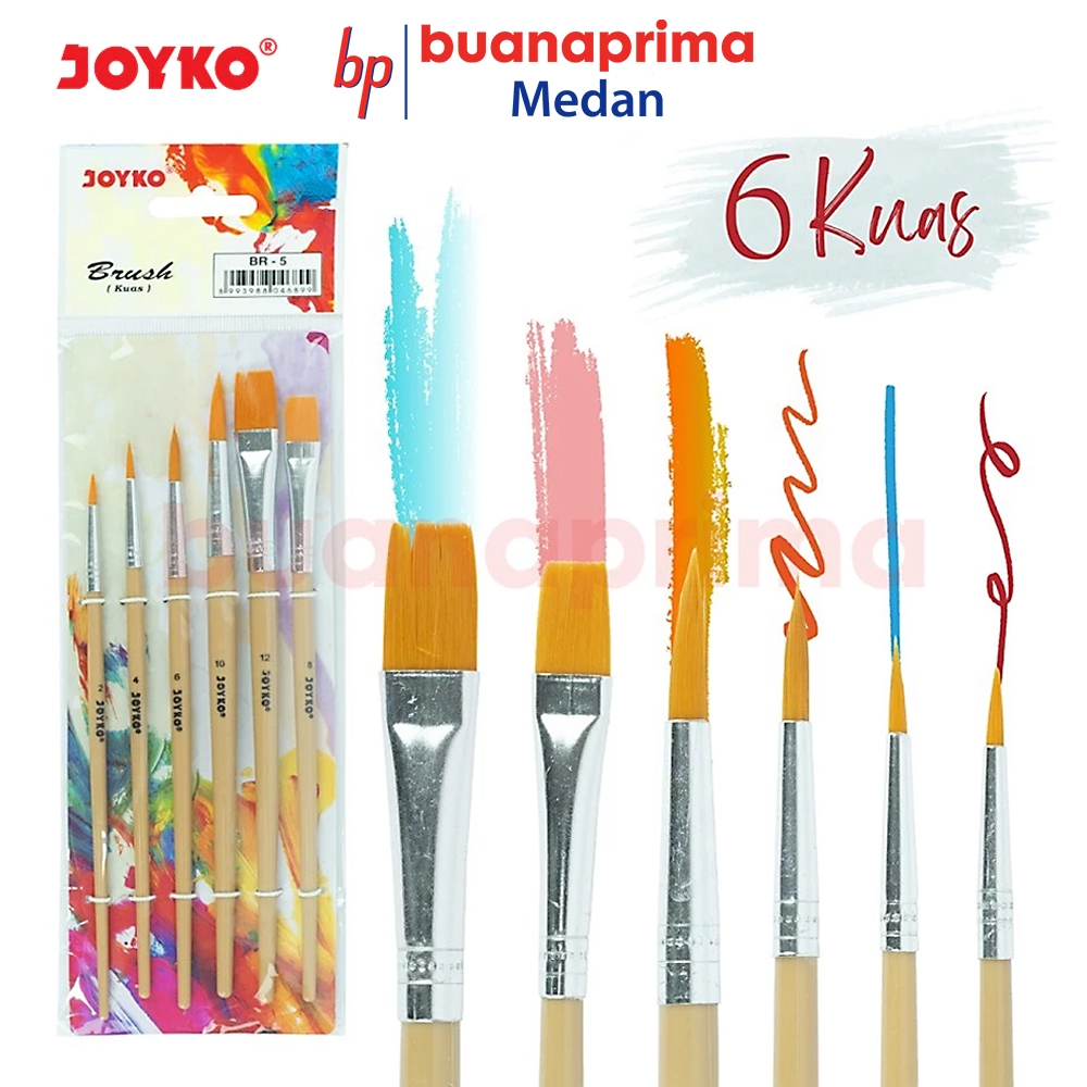 

Kuas Lukis Joyko BR-5 Brush Set isi 6 Kuas Cat Air Arcylic Poster Colour