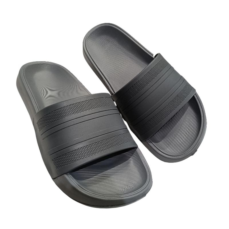 Cuci Gudang Sandal Slop Pria Wanita Karet Anti Licin Terbaru Abu - Abu