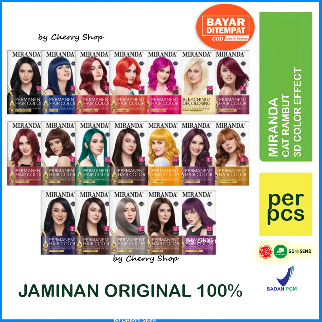 [BPOM] Miranda Hair Colour 30gr 30ML | Cat Rambut Miranda  | Black Hitam | Brown Coklat | Blue Biru 
